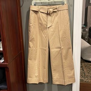 Lauren Ralph Lauren khaki wide leg cropped belted pants